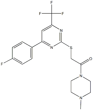 4-(4-fluorophenyl)-6-(trifluoromethyl)-2-pyrimidinyl 2-(4-methyl-1-piperazinyl)-2-oxoethyl sulfide Structure