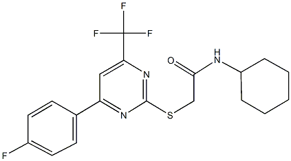N-cyclohexyl-2-{[4-(4-fluorophenyl)-6-(trifluoromethyl)-2-pyrimidinyl]sulfanyl}acetamide 结构式
