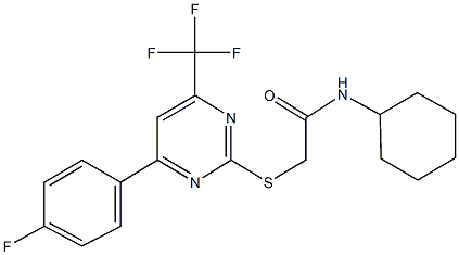 N-cyclohexyl-2-{[4-(4-fluorophenyl)-6-(trifluoromethyl)-2-pyrimidinyl]sulfanyl}acetamide 化学構造式