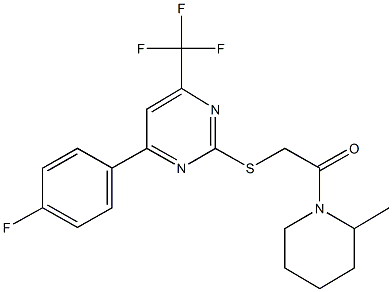 4-(4-fluorophenyl)-6-(trifluoromethyl)-2-pyrimidinyl 2-(2-methyl-1-piperidinyl)-2-oxoethyl sulfide,505049-66-1,结构式