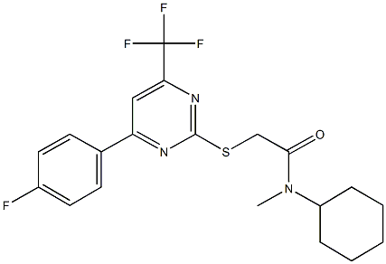 N-cyclohexyl-2-{[4-(4-fluorophenyl)-6-(trifluoromethyl)-2-pyrimidinyl]sulfanyl}-N-methylacetamide 化学構造式