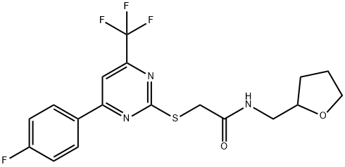 2-{[4-(4-fluorophenyl)-6-(trifluoromethyl)-2-pyrimidinyl]sulfanyl}-N-(tetrahydro-2-furanylmethyl)acetamide|