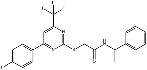 2-{[4-(4-fluorophenyl)-6-(trifluoromethyl)-2-pyrimidinyl]sulfanyl}-N-(1-phenylethyl)acetamide|