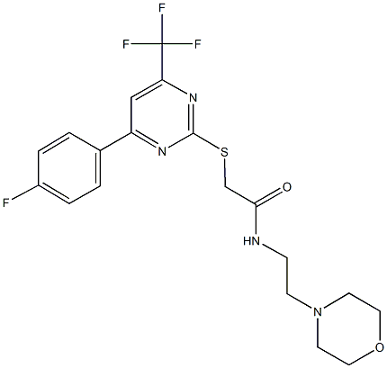 2-{[4-(4-fluorophenyl)-6-(trifluoromethyl)-2-pyrimidinyl]sulfanyl}-N-[2-(4-morpholinyl)ethyl]acetamide Struktur