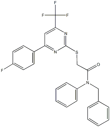 N-benzyl-2-{[4-(4-fluorophenyl)-6-(trifluoromethyl)-2-pyrimidinyl]sulfanyl}-N-phenylacetamide,505049-84-3,结构式
