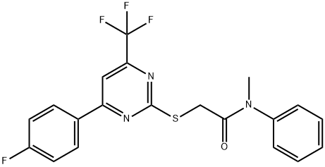 2-{[4-(4-fluorophenyl)-6-(trifluoromethyl)-2-pyrimidinyl]sulfanyl}-N-methyl-N-phenylacetamide Struktur