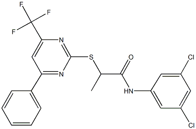 N-(3,5-dichlorophenyl)-2-{[4-phenyl-6-(trifluoromethyl)-2-pyrimidinyl]sulfanyl}propanamide 化学構造式