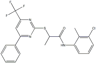 N-(3-chloro-2-methylphenyl)-2-{[4-phenyl-6-(trifluoromethyl)-2-pyrimidinyl]sulfanyl}propanamide 化学構造式