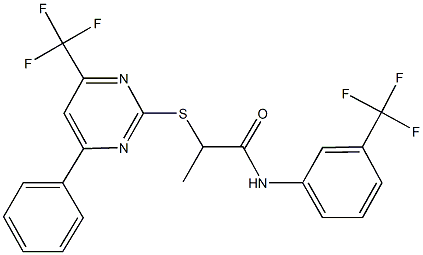 2-{[4-phenyl-6-(trifluoromethyl)-2-pyrimidinyl]sulfanyl}-N-[3-(trifluoromethyl)phenyl]propanamide Structure