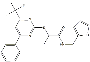 505055-07-2 N-(2-furylmethyl)-2-{[4-phenyl-6-(trifluoromethyl)-2-pyrimidinyl]sulfanyl}propanamide