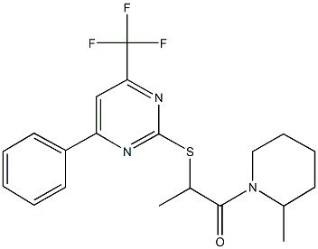 1-methyl-2-(2-methyl-1-piperidinyl)-2-oxoethyl 4-phenyl-6-(trifluoromethyl)-2-pyrimidinyl sulfide,505055-28-7,结构式