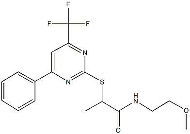 505055-36-7 N-(2-methoxyethyl)-2-{[4-phenyl-6-(trifluoromethyl)-2-pyrimidinyl]sulfanyl}propanamide