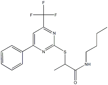 N-butyl-2-{[4-phenyl-6-(trifluoromethyl)-2-pyrimidinyl]sulfanyl}propanamide Struktur