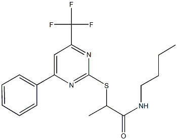 N-butyl-2-{[4-phenyl-6-(trifluoromethyl)-2-pyrimidinyl]sulfanyl}propanamide Structure