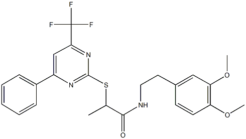 N-[2-(3,4-dimethoxyphenyl)ethyl]-2-{[4-phenyl-6-(trifluoromethyl)-2-pyrimidinyl]sulfanyl}propanamide Structure