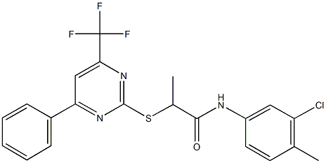 N-(3-chloro-4-methylphenyl)-2-{[4-phenyl-6-(trifluoromethyl)-2-pyrimidinyl]sulfanyl}propanamide Structure