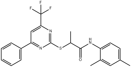 N-(2,4-dimethylphenyl)-2-{[4-phenyl-6-(trifluoromethyl)-2-pyrimidinyl]sulfanyl}propanamide Struktur