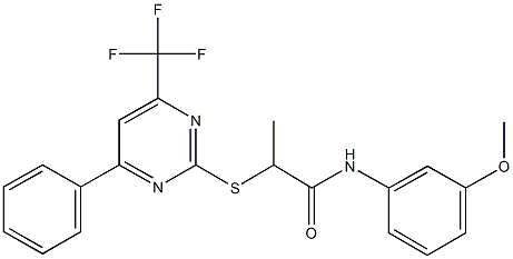 N-(3-methoxyphenyl)-2-{[4-phenyl-6-(trifluoromethyl)-2-pyrimidinyl]sulfanyl}propanamide,505055-83-4,结构式
