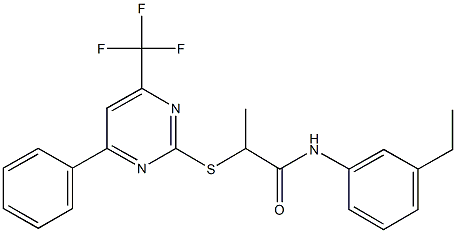 N-(3-ethylphenyl)-2-{[4-phenyl-6-(trifluoromethyl)-2-pyrimidinyl]sulfanyl}propanamide Struktur