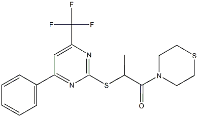 1-methyl-2-oxo-2-(4-thiomorpholinyl)ethyl 4-phenyl-6-(trifluoromethyl)-2-pyrimidinyl sulfide 结构式