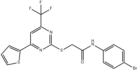 N-(4-bromophenyl)-2-{[4-(2-thienyl)-6-(trifluoromethyl)-2-pyrimidinyl]sulfanyl}acetamide Structure