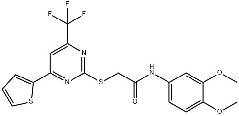N-(3,4-dimethoxyphenyl)-2-{[4-(2-thienyl)-6-(trifluoromethyl)-2-pyrimidinyl]sulfanyl}acetamide Structure