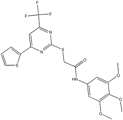 505056-54-2 2-{[4-(2-thienyl)-6-(trifluoromethyl)-2-pyrimidinyl]sulfanyl}-N-(3,4,5-trimethoxyphenyl)acetamide
