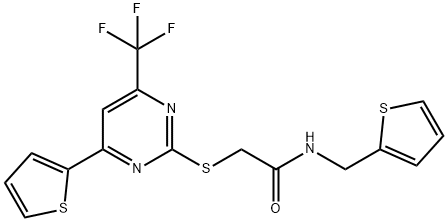 N-(2-thienylmethyl)-2-{[4-(2-thienyl)-6-(trifluoromethyl)-2-pyrimidinyl]sulfanyl}acetamide|