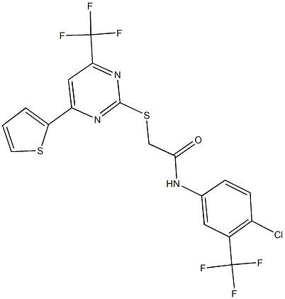 505057-18-1 N-[4-chloro-3-(trifluoromethyl)phenyl]-2-{[4-(2-thienyl)-6-(trifluoromethyl)-2-pyrimidinyl]sulfanyl}acetamide