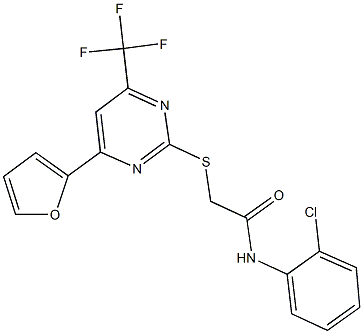 N-(2-chlorophenyl)-2-{[4-(2-furyl)-6-(trifluoromethyl)-2-pyrimidinyl]sulfanyl}acetamide Structure