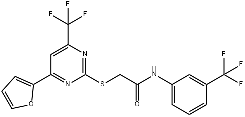 2-{[4-(2-furyl)-6-(trifluoromethyl)-2-pyrimidinyl]sulfanyl}-N-[3-(trifluoromethyl)phenyl]acetamide 结构式