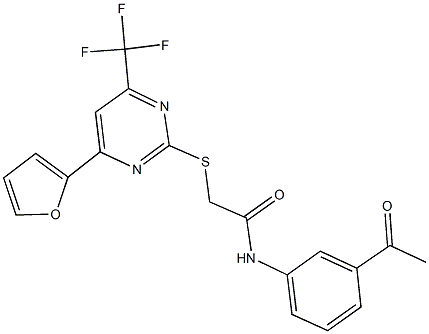 N-(3-acetylphenyl)-2-{[4-(2-furyl)-6-(trifluoromethyl)-2-pyrimidinyl]sulfanyl}acetamide Struktur