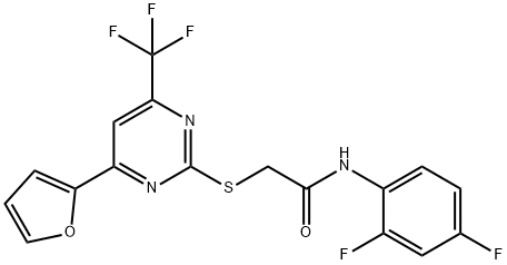 N-(2,4-difluorophenyl)-2-{[4-(2-furyl)-6-(trifluoromethyl)-2-pyrimidinyl]sulfanyl}acetamide Struktur