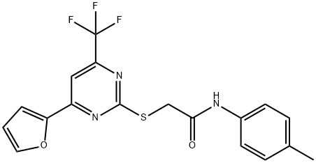 2-{[4-(2-furyl)-6-(trifluoromethyl)-2-pyrimidinyl]sulfanyl}-N-(4-methylphenyl)acetamide Structure