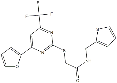 2-{[4-(2-furyl)-6-(trifluoromethyl)-2-pyrimidinyl]sulfanyl}-N-(2-thienylmethyl)acetamide Struktur