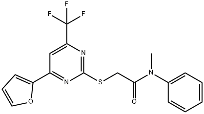 2-{[4-(2-furyl)-6-(trifluoromethyl)-2-pyrimidinyl]sulfanyl}-N-methyl-N-phenylacetamide 化学構造式