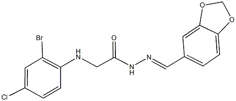 N'-(1,3-benzodioxol-5-ylmethylene)-2-(2-bromo-4-chloroanilino)acetohydrazide,505061-58-5,结构式