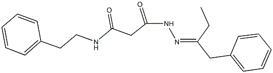 3-[2-(1-benzylpropylidene)hydrazino]-3-oxo-N-(2-phenylethyl)propanamide Struktur