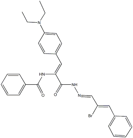 N-{1-{[2-(2-bromo-3-phenyl-2-propenylidene)hydrazino]carbonyl}-2-[4-(diethylamino)phenyl]vinyl}benzamide 结构式
