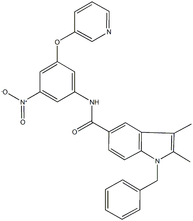 1-benzyl-N-[3-nitro-5-(3-pyridinyloxy)phenyl]-2,3-dimethyl-1H-indole-5-carboxamide,505063-32-1,结构式