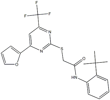 N-(2-tert-butylphenyl)-2-{[4-(2-furyl)-6-(trifluoromethyl)-2-pyrimidinyl]sulfanyl}acetamide,505064-15-3,结构式