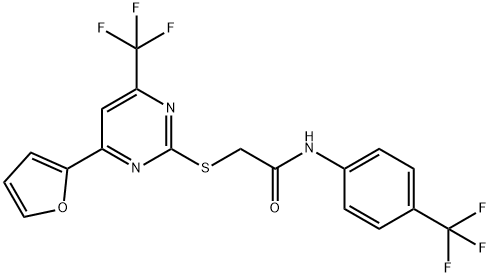 2-{[4-(2-furyl)-6-(trifluoromethyl)-2-pyrimidinyl]sulfanyl}-N-[4-(trifluoromethyl)phenyl]acetamide 化学構造式