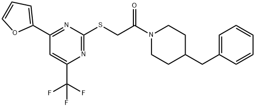 2-(4-benzyl-1-piperidinyl)-2-oxoethyl 4-(2-furyl)-6-(trifluoromethyl)-2-pyrimidinyl sulfide 结构式