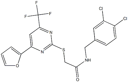 N-(3,4-dichlorobenzyl)-2-{[4-(2-furyl)-6-(trifluoromethyl)-2-pyrimidinyl]sulfanyl}acetamide Struktur