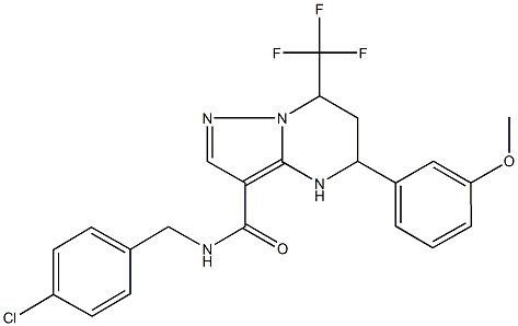 N-(4-chlorobenzyl)-5-(3-methoxyphenyl)-7-(trifluoromethyl)-4,5,6,7-tetrahydropyrazolo[1,5-a]pyrimidine-3-carboxamide 化学構造式