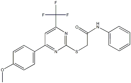 2-{[4-(4-methoxyphenyl)-6-(trifluoromethyl)-2-pyrimidinyl]sulfanyl}-N-phenylacetamide 结构式