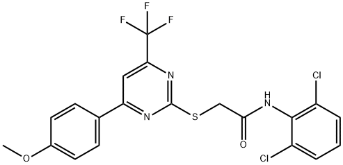 N-(2,6-dichlorophenyl)-2-{[4-(4-methoxyphenyl)-6-(trifluoromethyl)-2-pyrimidinyl]sulfanyl}acetamide Structure