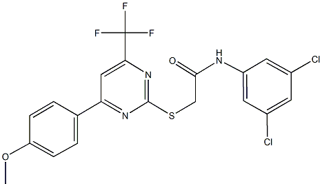 N-(3,5-dichlorophenyl)-2-{[4-(4-methoxyphenyl)-6-(trifluoromethyl)-2-pyrimidinyl]sulfanyl}acetamide Struktur