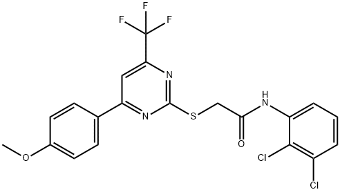 N-(2,3-dichlorophenyl)-2-{[4-(4-methoxyphenyl)-6-(trifluoromethyl)-2-pyrimidinyl]sulfanyl}acetamide 化学構造式