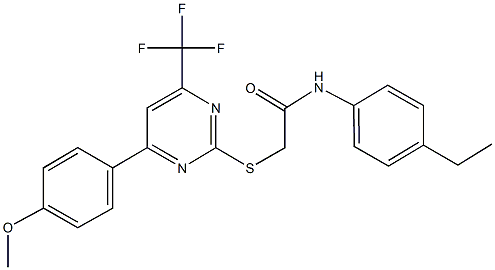 N-(4-ethylphenyl)-2-{[4-(4-methoxyphenyl)-6-(trifluoromethyl)-2-pyrimidinyl]sulfanyl}acetamide Struktur